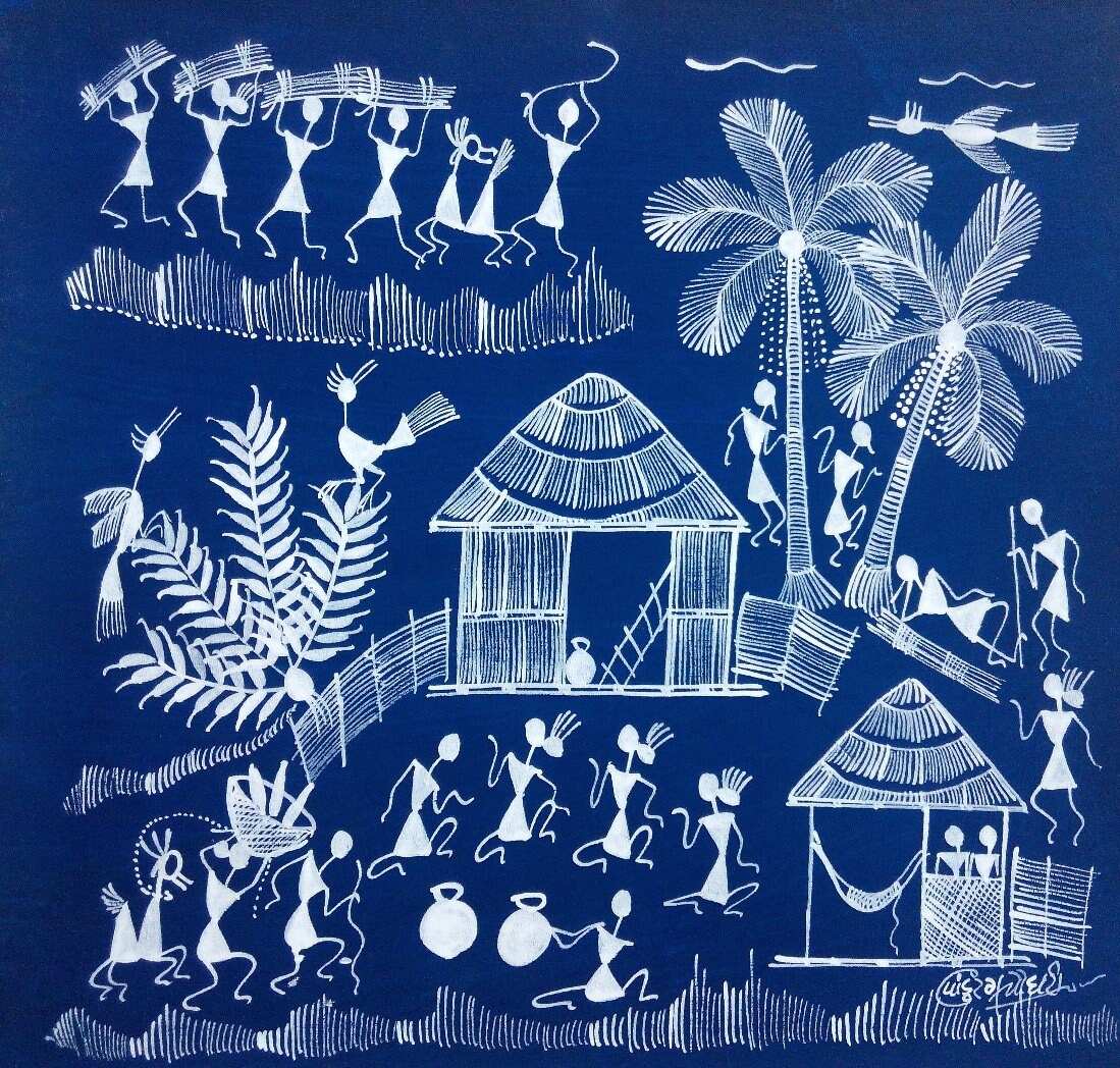 Warli Malerei Warli Kunst Volkskunst Indische Etsy