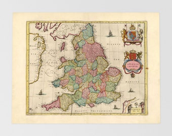 British Isles Old Map | London, Dublin, Birmingham, Manchester, Stoke On Trent, Uk Midlands, United Kingdom, Sheffield, Chester, Peterboroug