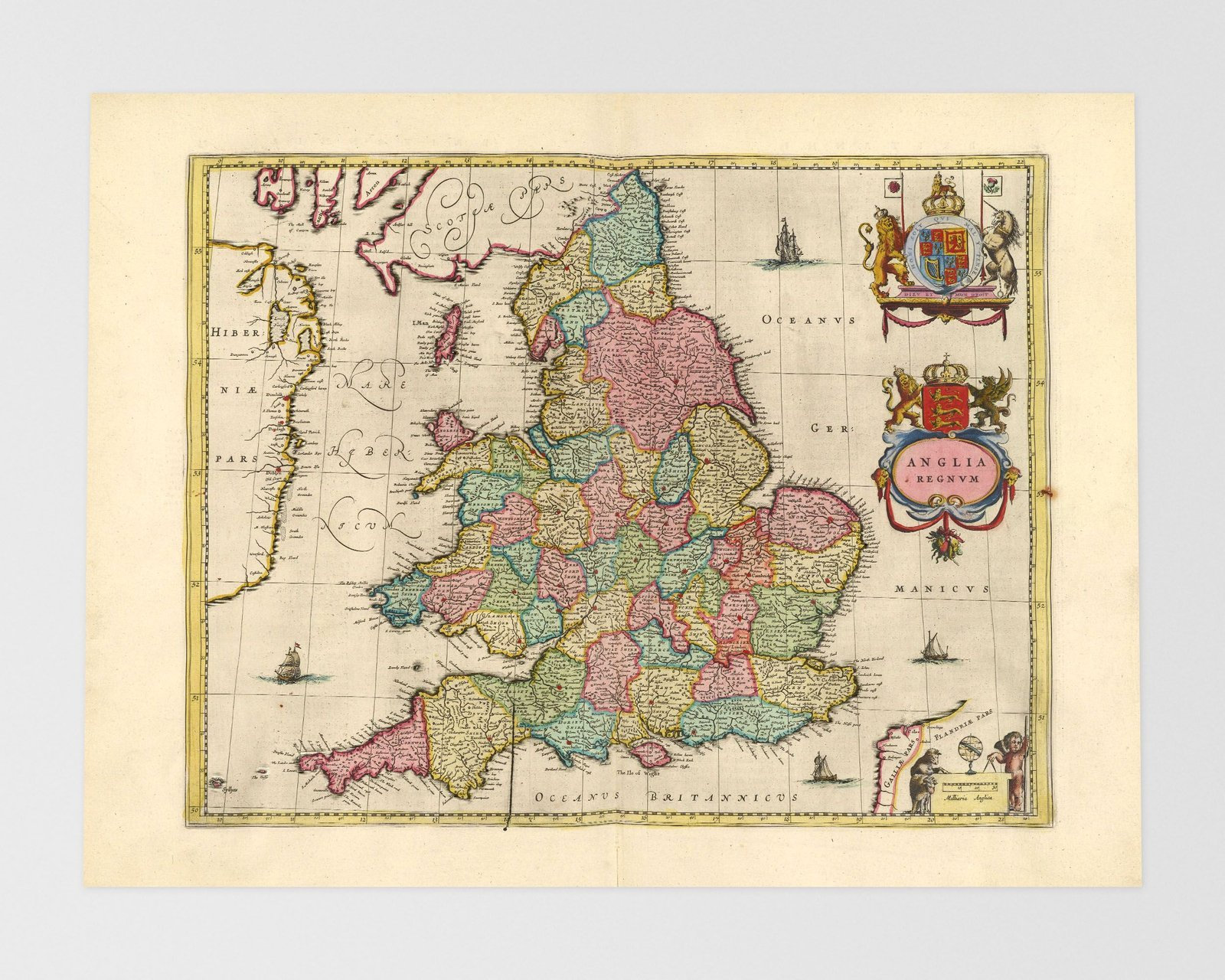 イギリス諸島の地図 } 古き良きイギリス地図：ロンドン、ダブリン