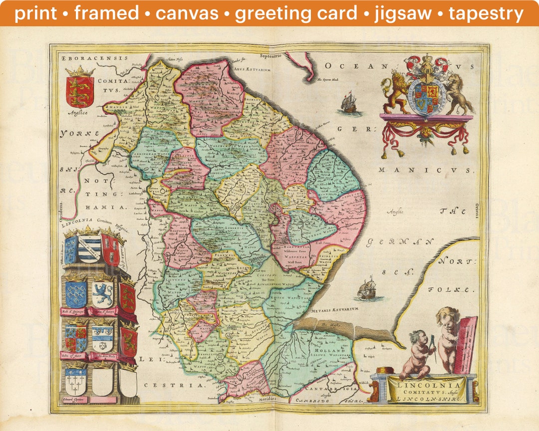 Old Map of Lincolnshire Woodhall Spa Lincoln Granthan Etsy