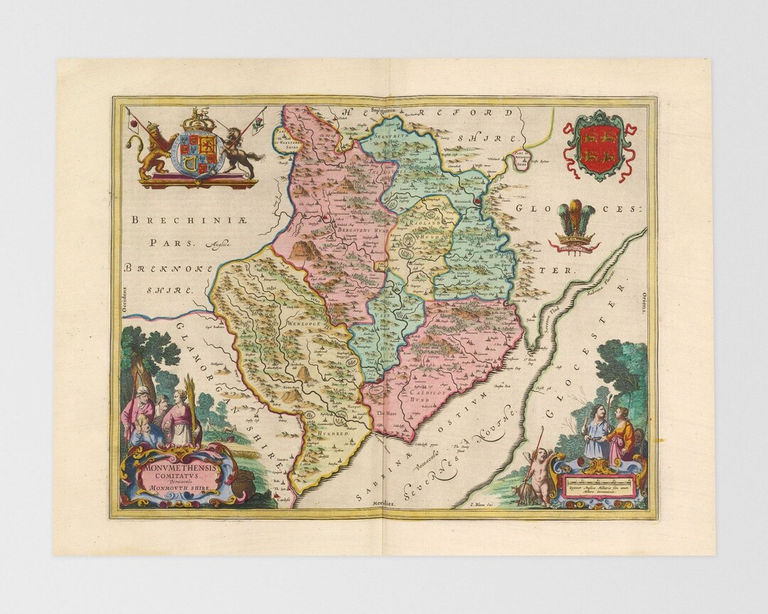 Gwent Old Map Pontypool, Cwmbran, Newport, Usk, Caldicot, South Wales