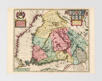 Finland Old Map | Helsinki, Tampere, Jyvskyl, Vaasa, Kuopio, Finland, Lappeenranta, Vyborg, Svetogorsk, Karelia, Finnish Lakeland, Vuoksi, S