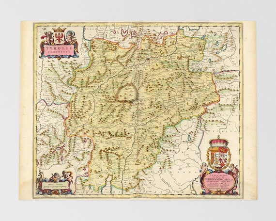 南チロルの地図 } 古イタリア地図: ボルツァーノ Bozen、メラーノ