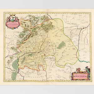 Kaart van de provincie Henneberg } Cadeau voor Duitse vader: Hildburghausen, Meiningen, Themar