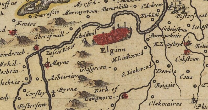 Old Map of Moray Firth Vintage Map shows Inverness Elgin | Etsy