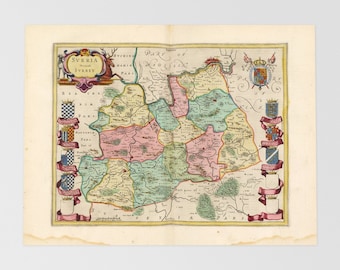 Surrey Old Map | Dorking, Epsom, Leatherhead, Cobham, Esher, South East England, United Kingdom, Reigate, Walton On Thames, Sutton, Surrey,