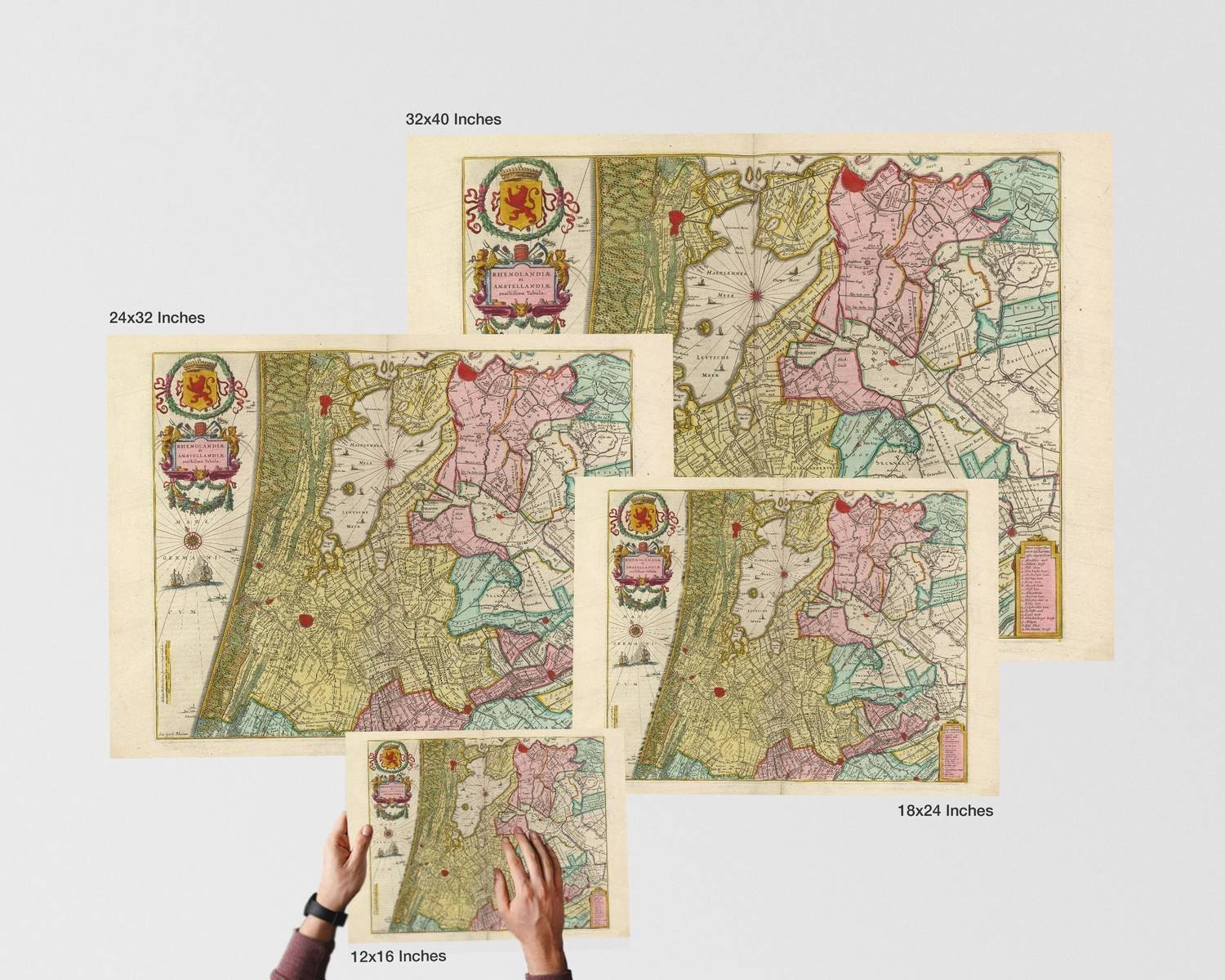 Map of Rhineland and Amstelland, the central part of Holland