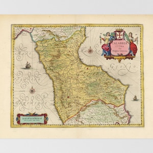 Map of Cosenza, Calabria } Gift for Italian Dad: Acri, Paola, Montalto Uffugo