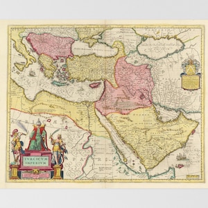 Middle East Old Map | Cairo, Riyadh, Istanbul, Baghdad, Athens, Middle East, Egypt, Mecca, Aleppo, Kuwait City, Eastern, Arabian Peninsula,