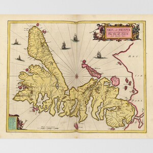 Mapa de la isla de Skye / Escocia histórica, Fairypools, Dunvegan, Portree, Old Man of Storr