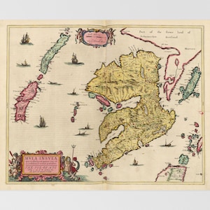 Isle of Mull alte Karte | Tobermory, Dervaig, Calgary, Bunessan, Pennyghael, Schottland, Vereinigtes Königreich, Lochbuie, Baile Mr, Salen, Argyll Bute,