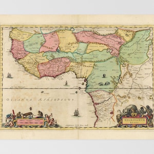 Landkarte Westafrika } Alte Afrikanische Landkarte: Lagos, Kinshasa, Accra