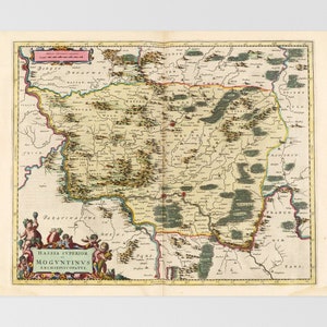Mapa de Hesse-Nassau / Knigstein Im Taunus, Bad Camberg, Friedrichsdorf, Limburg An Der Lahn, Bad Homburg, Central Germany, Alemania, Wiesbad