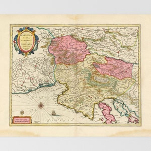 Kaart van Midden-Europa | Triëst, Muggia Milje, Ljubljana, Postojna, Rijeka, Balkan, Slovenië, Aurisina Nabreina, Cerknica, Idrija, Udine,