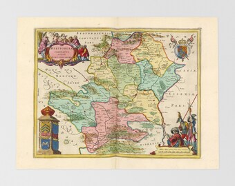 Map of Hertfordshire } English Map: Harpenden, Hatfield, Welwyn Garden City