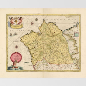 Galicia Old Map | Santiago De Compostela, Camiño Map, Coruña, Ferrol, Vigo, Lugo, Orense, Galician Ancient Map