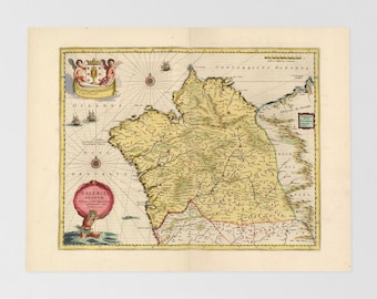 Map of Galicia } Old Spanish Map: Santiago De Compostela, Camiño Map, Coruña