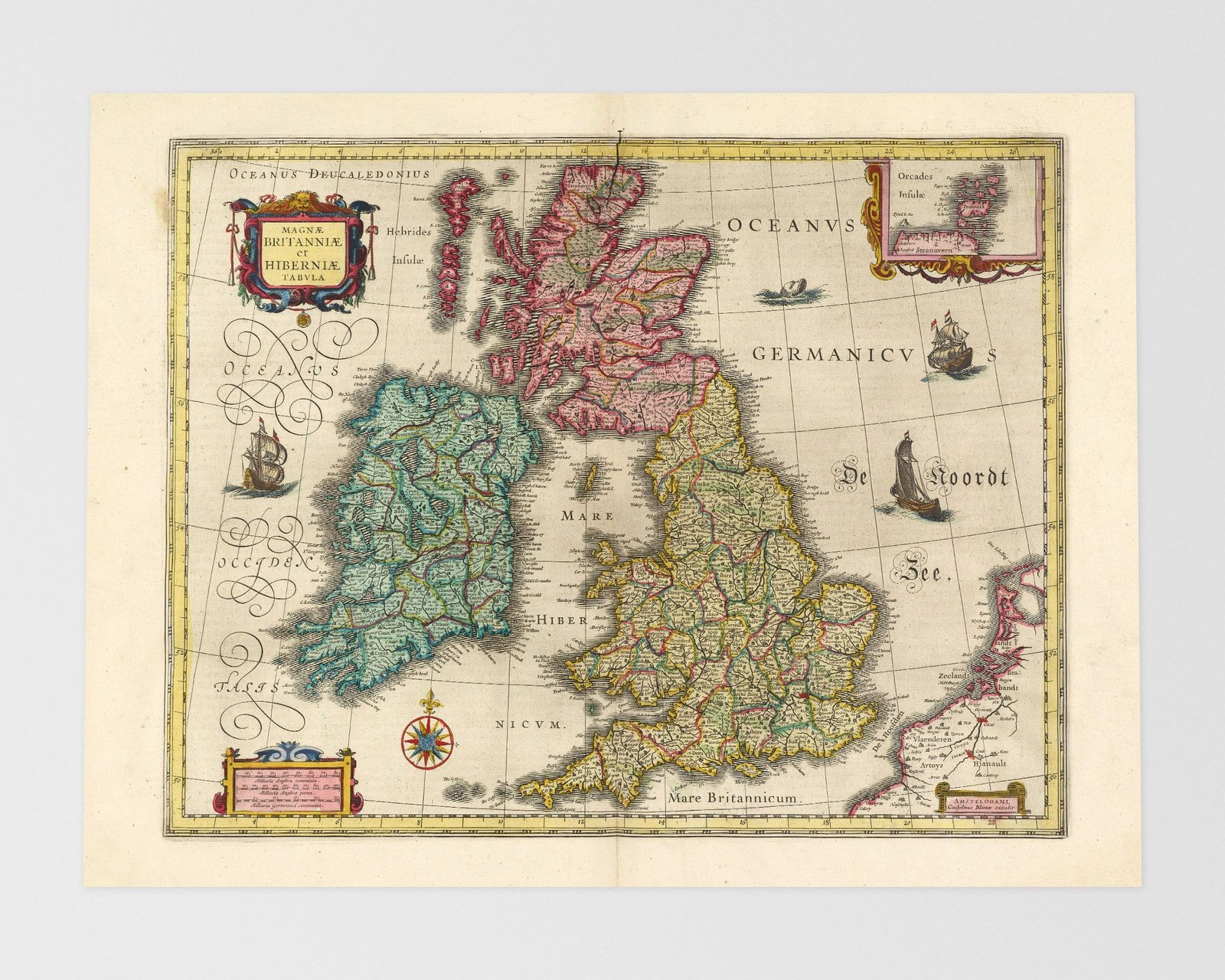 イギリス諸島の地図 } 古き良きイギリス地図：ロンドン、ダブリン