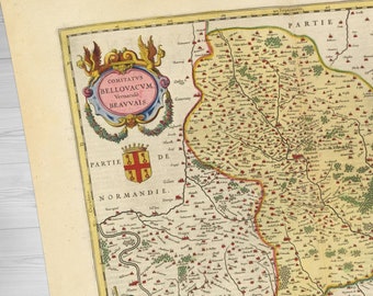 オワーズの地図 } フランスの古い地図: ボーヴェ、クレイユ、ノジャン