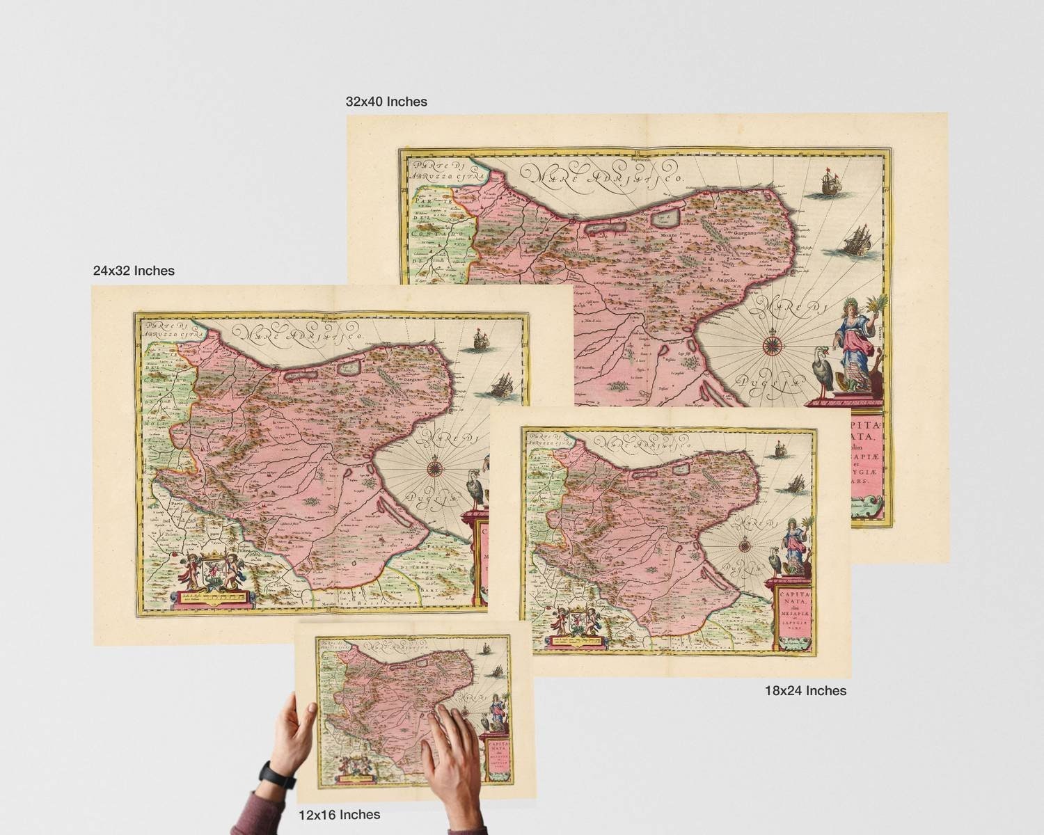Lucera Maps Map of Apulia } Old Italian Map: Foggia, Manfredonia, Lucera - Etsy