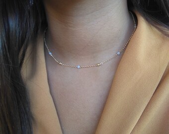 •INVOKE• aquamarine + mixed metal necklace (18