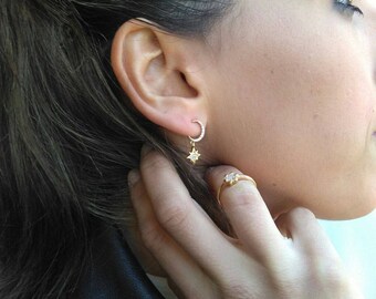 Silver earrings with zc - Long chain earrings - Delicate earrings - Earrings with zc - Dainty earrings.