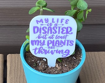 Life Disaster but Plants Thriving Plant Stake