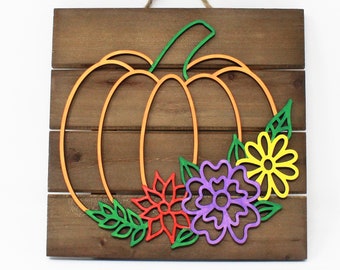 Floral Pumpkin Wall Sign