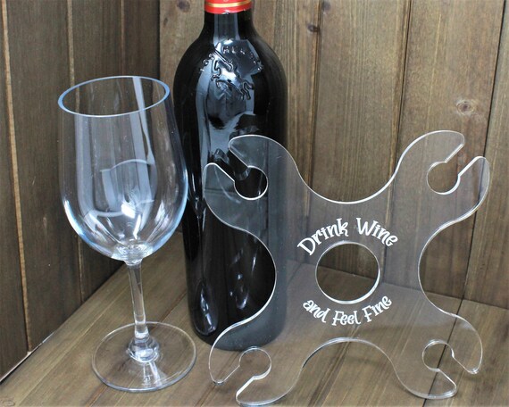 Drink Wine Feel Fine 4 Glass Wine Caddy Etsy