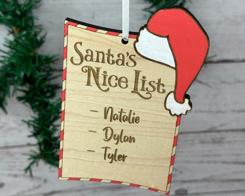 Personalized Santas Nice List Christmas Ornament image 2