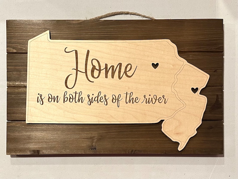 Two States Home on Both Sides of the River Sign image 1