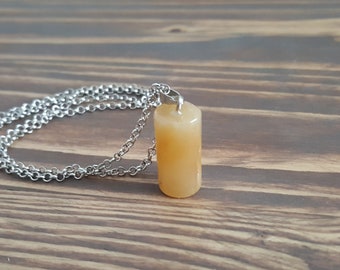 Yellow Jade Necklace. Jade Pendant Necklace. Silver Chain Necklace. Minimalist Necklace. Gemstone Necklace. Simple Everyday Necklace.