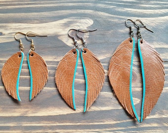 Leather Wing Earrings, Boho Earrings, Boho Jewelry, Leather Earrings, Leather Feather Earrings, Handmade Earrings, Lightweight Earrings