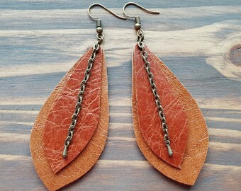 Leather Teardrop Earrings