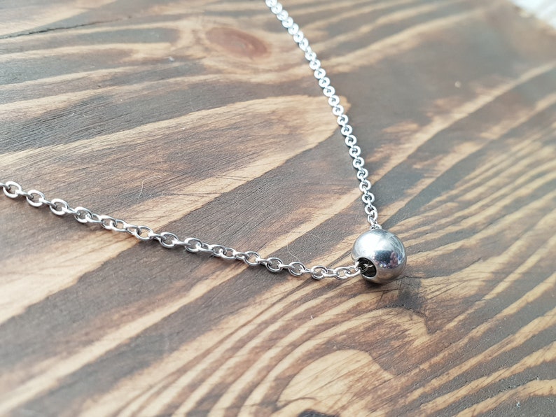 Single Bead Necklace Minimalist Necklace Stainless Steel - Etsy