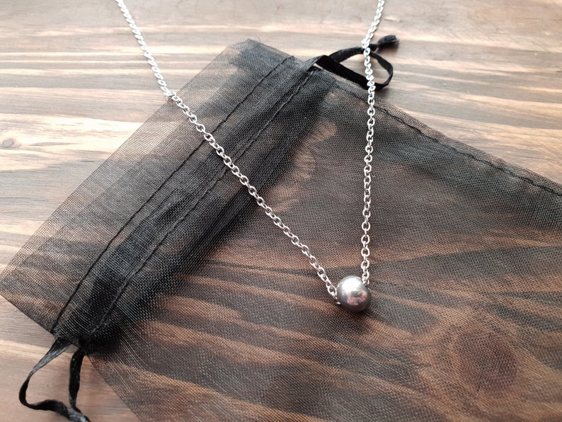 Single Bead Necklace Minimalist Necklace Stainless Steel - Etsy