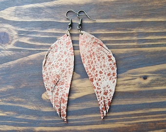 Leather Feather Earrings, Handmade Leather Earrings, 3rd Anniversary Gift, Lightweight Earrings, Gift for Her, Bohemian Earrings