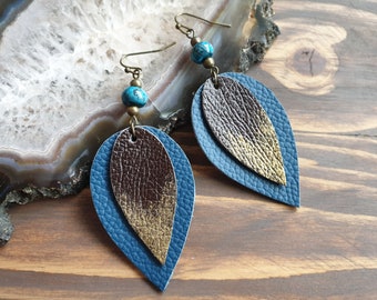 Teardrop Earrings, Leather Earrings, Leather Teardrop Earrings, Rustic Earrings, Western Earrings, Boho Earrings, Dangle Drop Earrings