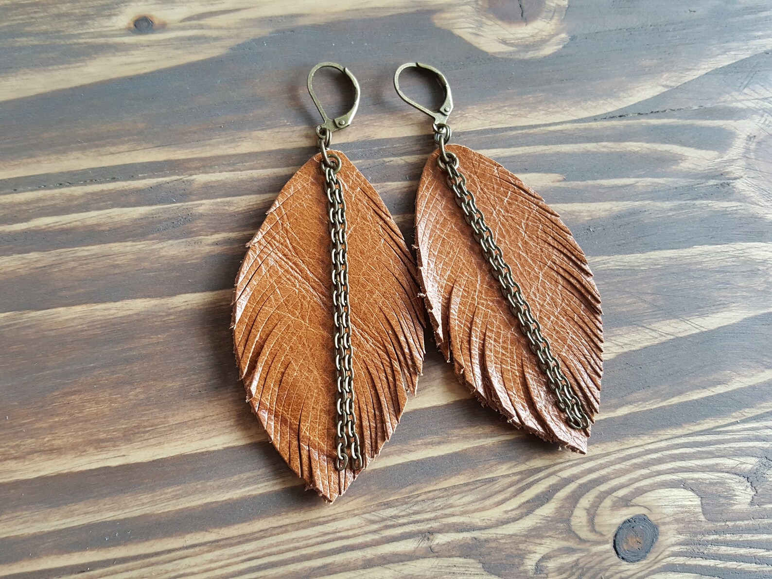 Leather Feather Bling Earrings FINAL SALE main image 0