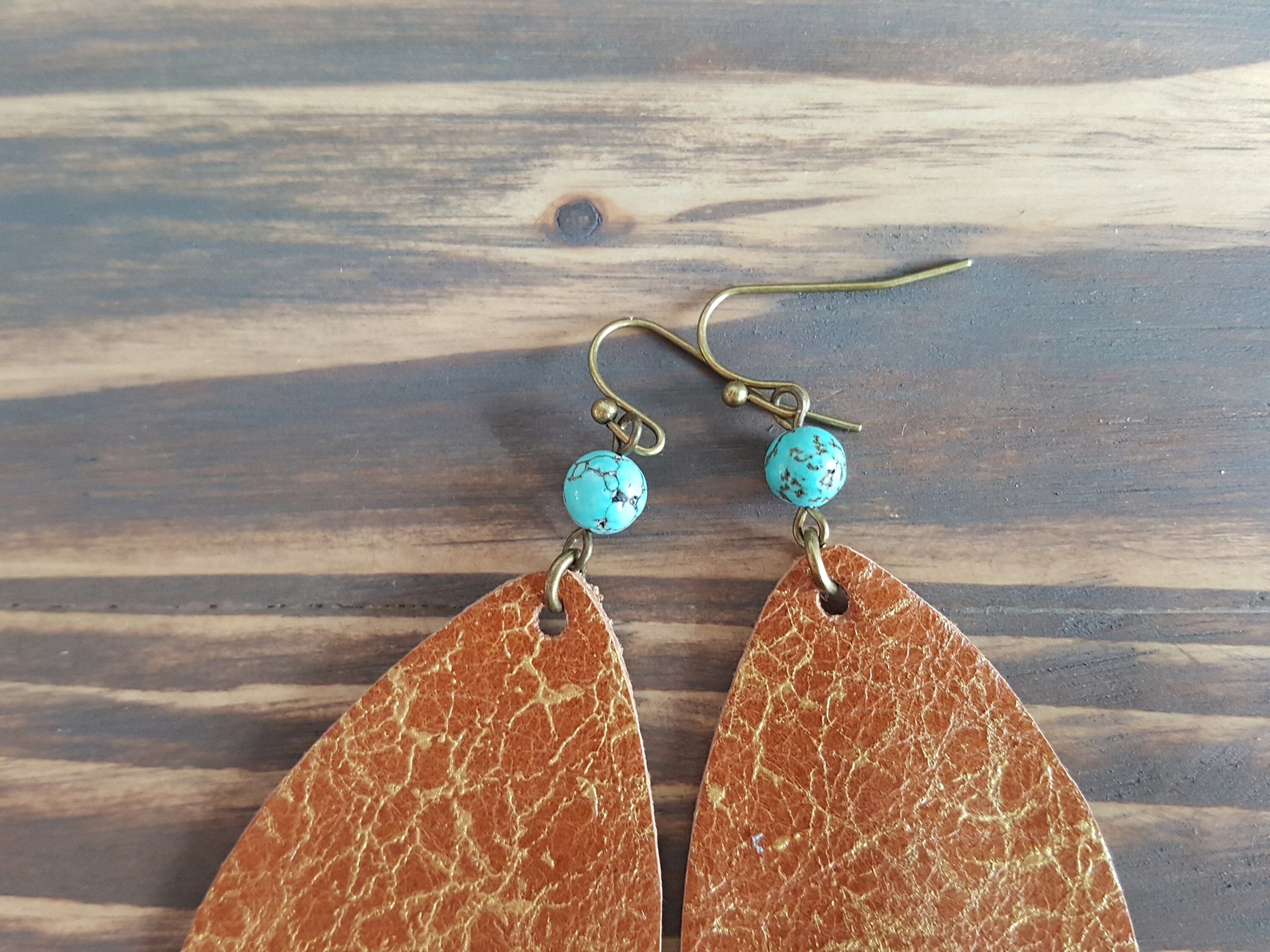 Leather Earrings. Turquoise Leather Earrings. Ginger Leaf - Etsy UK