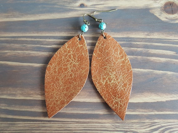 Turquoise leather best sale earrings
