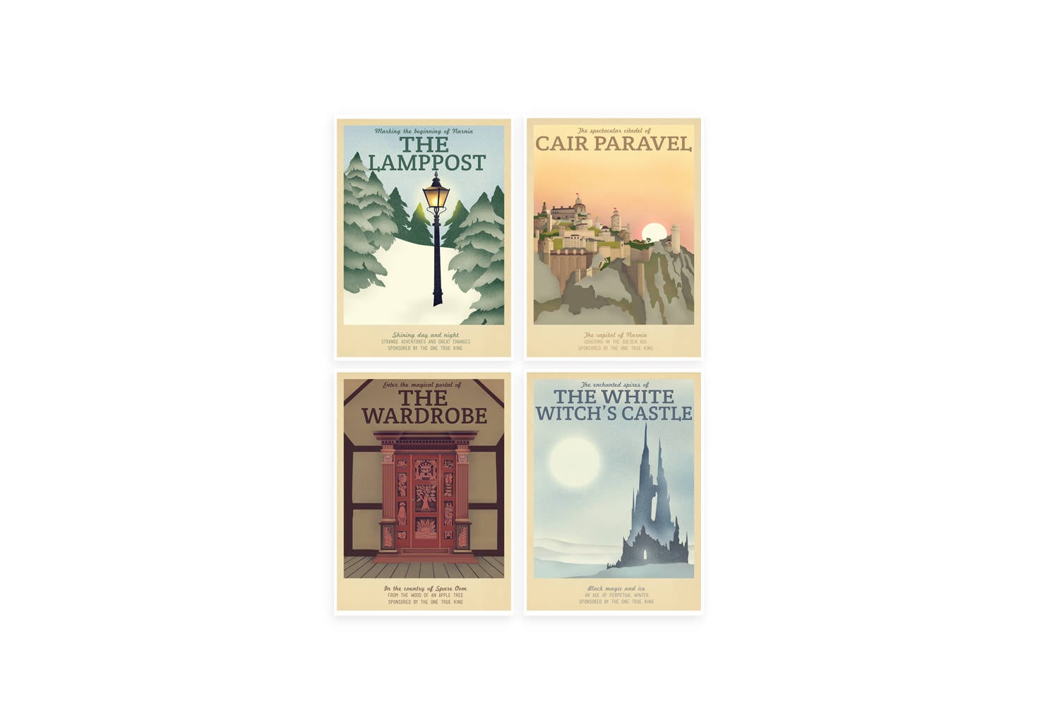 Retro Travel Poster Narnia Set of 4 MANY SIZES Modern - Etsy