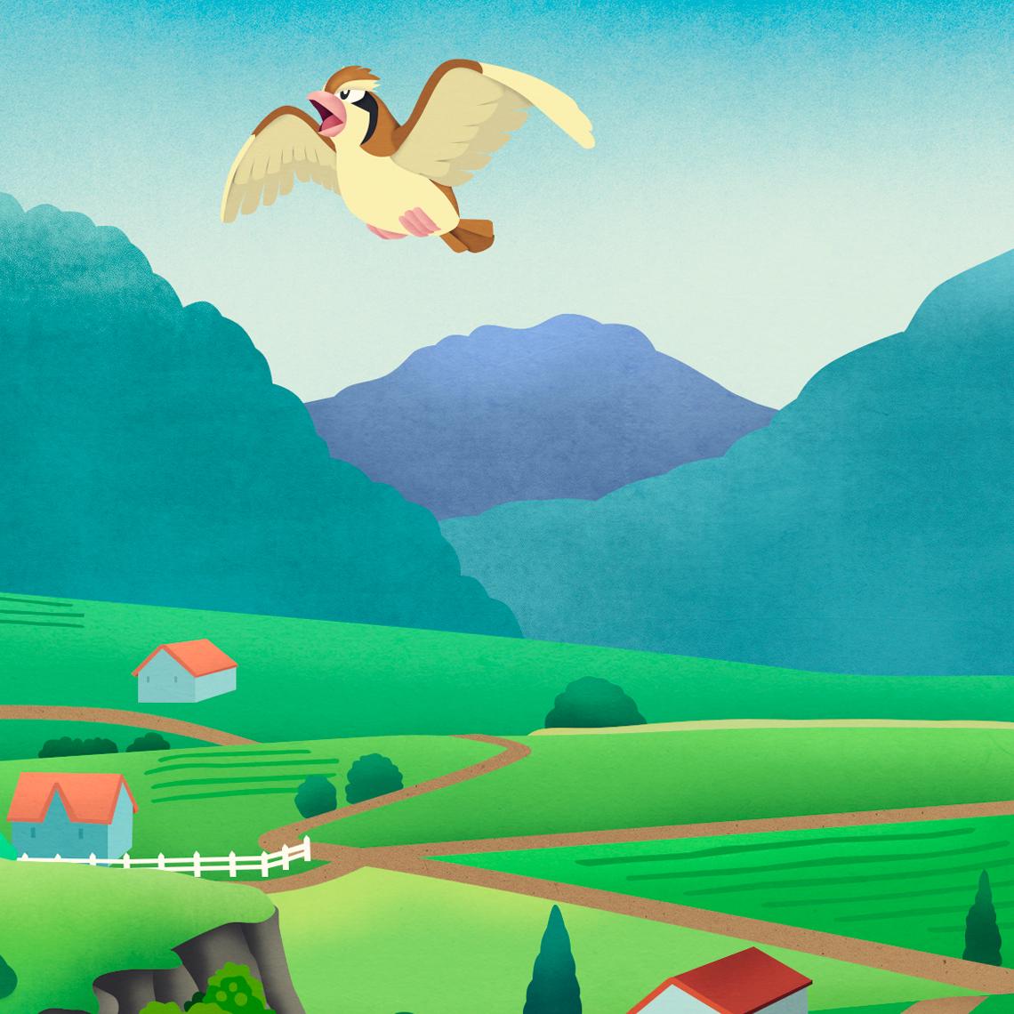 Retro Travel Poster - Pokemon - Pallet Town - MANY SIZES - Modern