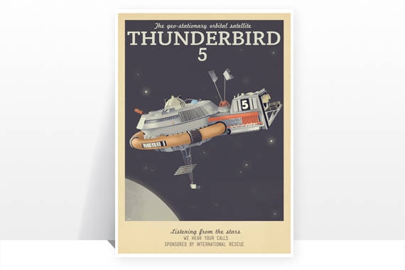 Retro Travel Poster Thunderbirds Thunderbird 5 MANY SIZES Modern