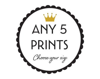 Choose ANY 5 Art Prints - Money saving offer - Choose your Size - Modern Retro discount sale Fine Art Print