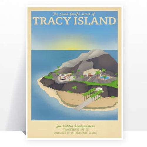 Retro Travel Poster Thunderbirds Tracy Island MANY SIZES - Etsy