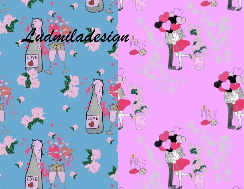 Love Seamless Patterns Planner Couple Digital paper Romance Background Valentine/'s Day Engagement Anniversary Seamless paper