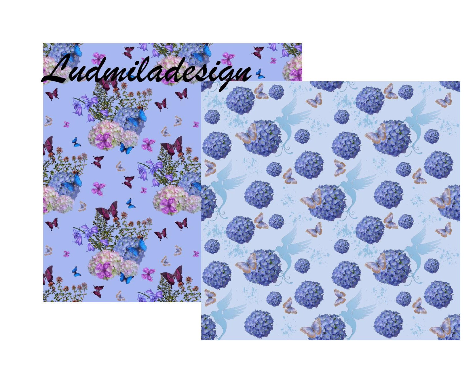 Hydrangea digital paper seamless patterns summer digital | Etsy