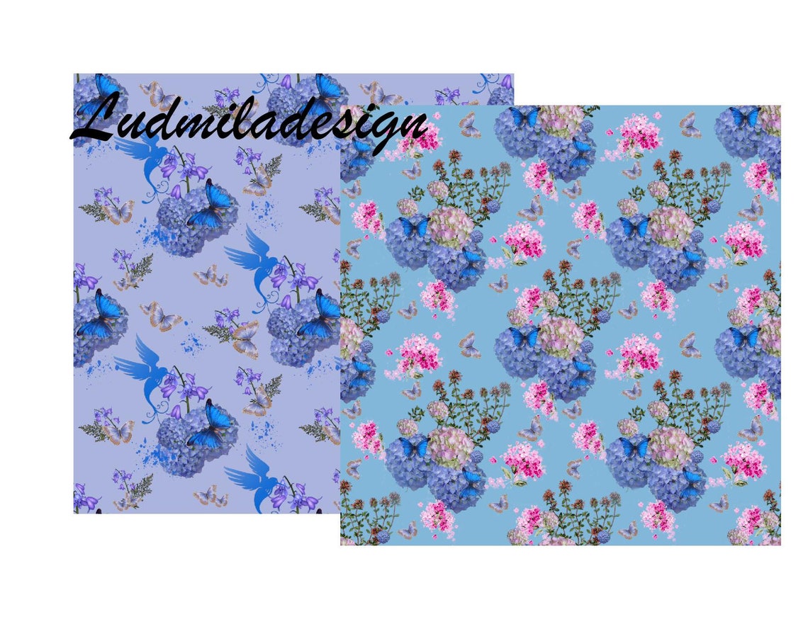 Hydrangea digital paper seamless patterns summer digital | Etsy