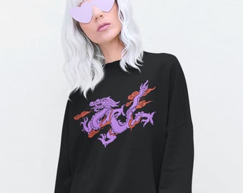 Dragon Sweatshirt, Art Drawing Animal Shirt, Dragon Lover Gift, Asian Shirt, Street Sweatshirt, Aesthetic Trendy Shirt, Abstract Sweatshirt